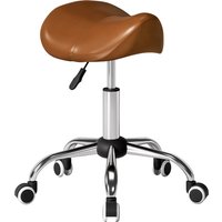 HOMCOM Rollhocker höhenverstellbar Drehhocker 49-61 cm Arbeitshocker drehbar Sattelhocker für Büro Salon Massage Spa Braun Aosom