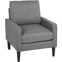 Accent Chair Removable Pillow Linen Armchair Comfy Spring Cushion Living Room Bedroom Study Dark Grey