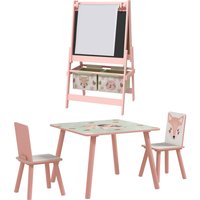 ZONEKIZ Multi-Activity Kids Table and Chair Set with Easel, Paper Roll, and Storage, Children's Furniture, Pink Aosom UK