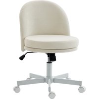 HOMCOM Schreibtischstuhl, Höhenverstellbarer Bürostuhl mit Chenille-Optik, Wippfunktion, Drehstuhl mit Doppellagigem Polster, bis 120 kg, Schminktischstuhl für Schlafzimmer, Creme Aosom