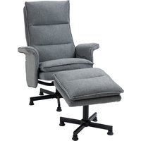 HOMCOM Swivel Recliner Chair and Footstool, Upholstered Massage Recliner Armchair with Remote Control, Timer and Steel Base, Grey | Aosom Ireland