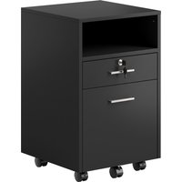 Vinsetto Rollcontainer Aktenschrank mit 1 Regal 2 Schubladen abschließbarer Büroschrank mit Rollen für Hängeakten und Din-A4-Ordner bis 30 kg für Büro Arbeitszimmer Schwarz 40 x 40 x 65 cm Aosom