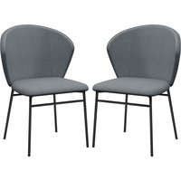 HOMCOM Lot de 2 chaises de salle à manger assise rembourrée en tissu aspect lin pieds en acier