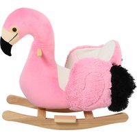 HOMCOM Schaukelpferd Flamingo Schaukelspielzeug mit Sicherheitsgurt und Haltegriffen, Plüsch, 60 x 33 x 52 cm für Kinder Aosom.de