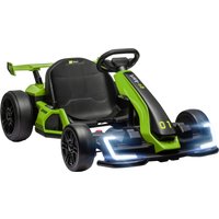 HOMCOM 24 V Elektro Go-Kart für Kinder Bis 12 Km/h Gokart mit Drift-Funktion, Drift-Kart mit 2 Motoren verstellbarem Sitz Sanftanlauf, Musik & Hupe, Kinderauto Kinderfahrzeug für 6-12 Jahre Grün Aosom