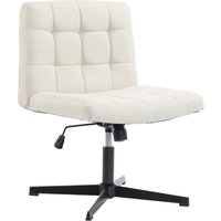 Armless Office Chair Cross Legged Linen Computer Desk Vanity Chair Wide Seat Rocking Function