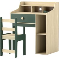 AIYAPLAY Kids Desk and Chair Set with Storage Shelves and Drawer, Green Aosom UK
