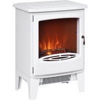 HOMCOM Electric Fireplace Stove, Free standing Fireplace Heater with Realistic Flame Effect, Overheat Safety Protection, 900W/1800W, White