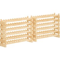 HOMCOM Six-Tier, 72 Bottle Wooden Wine Rack Set of 2 - Natural