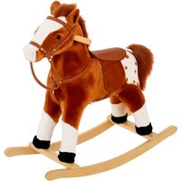 HOMCOM Wooden Rocking Horse with Sound Handle Grip Traditional Toy Fun Gift Brown