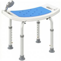HOMCOM 6-Level Height Adjustable Aluminium Bath Room Stool Chair Shower Non-Slip Design w/ Padded Seat Drainiage Holes Foot Pad - Blue Aosom UK