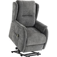 HOMCOM Fernsehsessel Relaxsessel mit Aufstehhilfe Elektrisch TV Sessel mit Liegefunktion, 2 Seitentaschen, Fernbedienung, Ruhesessel mit Chenille-Optik, für Wohnzimmer Dunkelgrau Aosom
