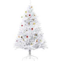 HOMCOM Weihnachtsbaum künstlicher Christbaum 150cm mit Ständer inkl Dekor in Weiß für festliche Dekoration Aosom.de