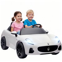 AIYAPLAY Kinder Elektroauto 12V 2-Sitzer Kinderauto mit 2,4 GHz Fernbedienung, 2 Motor, Elektrofahrzeug mit Federung, Musik, MP3-Player, USB, Hupe, LED-Leuchten, für 3-8 Jahre, 3-8 km/h, Weiß Aosom