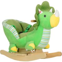AIYAPLAY Dinosaur Design Rocking Horse with Animal Sound, Safety Belt, Wooden Base, for Toddlers 18-36 Months Aosom UK