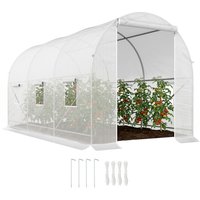 Outsunny Serre de jardin tunnel surface sol 7 m² 3,5L x 2l x 2H m châssis tubulaire renforcé 18