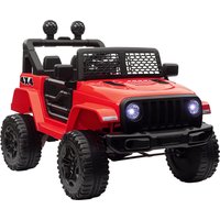 HOMCOM 12V Battery-powered 2 Motors Kids Electric Ride On Car Truck Off-road Toy with Parental Remote Control Horn Lights for 3-6 Years Old Red