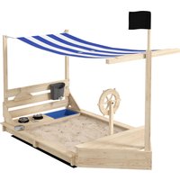 Outsunny Sandkasten groß mit Abdeckung Schiff Design 180x103x144,5cm aus Holz, inkl. Küchenspielset für Kinder 3-7 Jahre Aosom.de