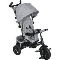 HOMCOM 4 in 1 Kids Trike Push Bike w/ Push Handle, Canopy, 5-point Safety Belt, Storage, Footrest, Brake, for 1-5 Years, Grey Aosom UK