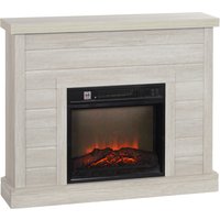 HOMCOM Lareira Elétrica 1800W Lareira Decorativa com Efeito de Chama Realista Temporizador para Ambientes de 30 m² 96,5x22x81,7 cm Madeira Clara Aos