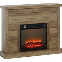HOMCOM Lareira Elétrica 1800W Lareira Decorativa com Efeito de Chama Realista Temporizador para Ambientes de 30 m² 96,5x22x81,7 cm Efeito Madeira Ao