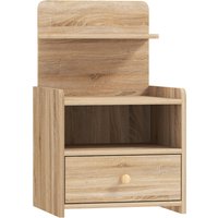 HOMCOM Nachttisch mit Schublade, Beistelltisch, Nachtschrank mit offenen Ablage, Fach, Nachtkommode für Schlafzimmer, Wohnzimmer, 40 x 35 x 66 cm, Naturholz Aosom