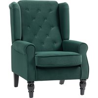 HOMCOM Wingback Accent Chair, Retro Upholstered Button Tufted Occasional Chair for Living Room and Bedroom, Green