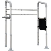 HOMCOM Free Standing Toilet Frame, Height & Width Adjustable Toilet Safety Frame w/ Arms, Additional Suction Cups, Handrail Grab Bar, 136kg Capacity