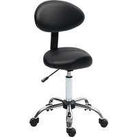 HOMCOM Rollhocker höhenverstellbar mit Rückenlehne Drehhocker 83-98 cm Arbeitshocker 360° drehbar Hocker Bürohocker Sattelhocker für Büro Salon Massage Spa Schwarz Aosom
