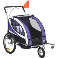 HOMCOM Baby Bike Trailer with 5 Point Harness, Steel Frame, Reflectors, Safety Flag, Hitch Coupler, Purple