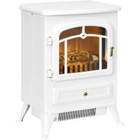 HOMCOM Modern Electric Fireplace, Freestanding Electric Stove Fire with Flame Effect, 950/1850W, White