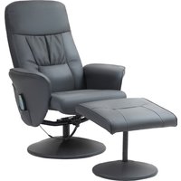 HOMCOM Relaxsessel mit Fußhocker, Elektrischer Massagesessel mit Liegefunktion, 10 Massagepunkte, Drehbarer Fernsehsessel mit Seitentasche, Fernbedienung, Kunstleder, Dunkelgrau Aosom