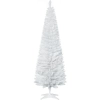 HOMCOM 1.8m 6ft Artificial Pine Pencil Slim Tall Christmas Tree with 390 Branch Tips Xmas Holiday Décor with Stand White Aosom UK
