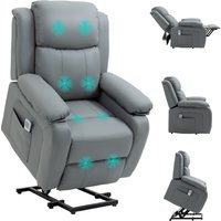 HOMCOM Electric Power Lift Recliner Chair Vibration Massage Reclining Chair with Remote Control and Side Pocket, Grey