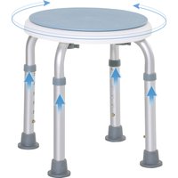 HOMCOM Swivel Shower Seat, Adjustable Height, Aluminium Frame, Non-Slip Feet, Safe Support Chair for Home, White Aosom UK