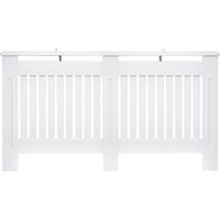 HOMCOM Slatted Radiator Cover Painted Cabinet MDF Lined Grill in White (152L x 19W x 81H cm)