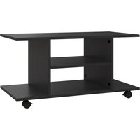 HOMCOM TV-Schrank Fernsehschrank TV Lowboard mit offenen Ablageflächen 4 Rollen TV-Bank Fernsehtisch bis zu 42 Zoll Spanplatte Schwarz 80 x 40 x 40cm Aosom