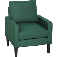 Accent Chair Removable Pillow Linen Armchair Comfy Spring Cushion Living Room Bedroom Study Dark Green