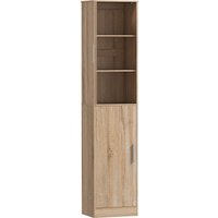 HOMCOM Badezimmerschrank hoch Badschrank Hochschrank schmal mit 2 Türen, Verstellbare Regale für Badezimmer, Wohnzimmer 40 x 35 x 180 cm Naturholz Aosom