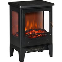 HOMCOM Lareira Elétrica 900W/1800W com Temperatura Ajustável e Proteção Sobreaquecimento para 20-25 ㎡ 39x26x54,8 cm Preto Aosom Portugal