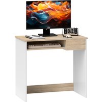 HOMCOM Compact Computer Table with Keyboard Tray Drawer Study Office Working Gaming Writing Desk, Oak Colour Aosom UK