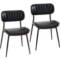 HOMCOM Esszimmerstühle 2er Set Küchenstühle Modern Polsterstuhl mit Sitzfläche aus Kunstleder, Geschwungener Holz Rückenlehne und Metallbeinen Essstühle für Esszimmer Küche Wohnzimmer Schwarz Aosom
