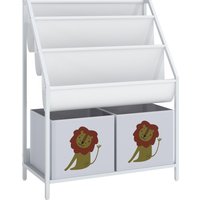 AIYAPLAY Bücherregal für Kinder Kinderregal mit 2 offenen Fächer 3 Hängeregale Aufbewahrungsregal Spielzeugregal für Spielzeug Bücher Standregal für Kinderzimmer 60 x 30 x 76 cm Weiß Aosom