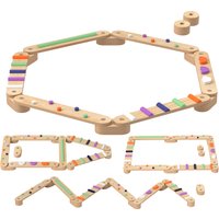 AIYAPLAY Balancierbalken Kinder, Holz Schwebebalken mit Bunte Hindernissteine, Montessori Spielzeug für Koordination und Stabilität, für 3-8 Jahre Kinder Aosom