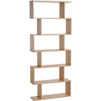 HOMCOM Serpentine Shelf: Oakwood Room Divider with 6 Shelves, Stylish Storage Solution Aosom UK