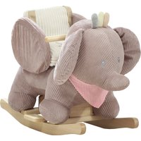 AIYAPLAY Schaukeltier, Elefant-Schaukel, interaktive Tiergeräusche, weiche Füllung, Holzrahmen, Sicherheitsgurt, für Kinder 1,5-3 Jahre, max. 25 kg, Braun Aosom