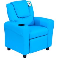 HOMCOM Kindersessel mit Liegefunktion Minisofa für Kinder 3-6 Jahre Blau mit Becherhalter 62x52x69cm ideal für Spielzimmer Aosom.de