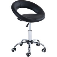HOMCOM Rollhocker Arbeitshocker Drehhocker Bürostuhl höhenverstellbar, PU+Metall, Schwarz, 50 x 54 x (66-78) cm Aosom