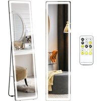 HOMCOM Freestanding Full-Length Mirror with LED Lights, Remote Control, Floor or Wall Mounted for Bedroom Aosom UK