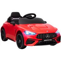 AIYAPLAY Kinder Elektroauto 12V Kinderauto mit 2,4 GHz Fernbedienung, 2 Motoren, Kinderfahrzeug mit Musik, MP3, Sanftem Start/Stopp, Hupe, Federung, LED-Leucht, Hilfsräder für 3-6 Jahre, Rot Aosom